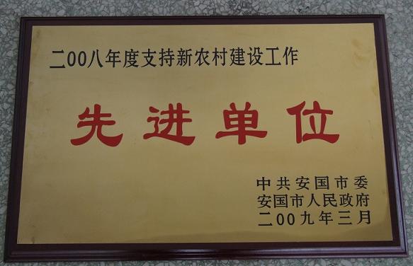 藥都製藥集團(tuán)股份有限公司被評(píng)為2008年度支持新農(nóng)村建設(shè)工作先進(jìn)單位