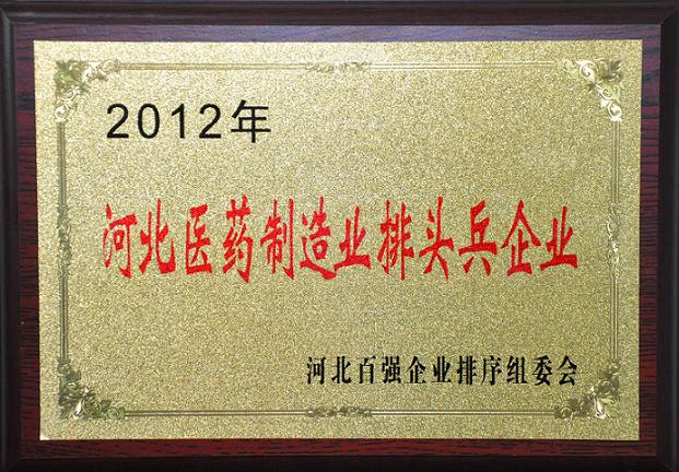 我公司入選2012年河北醫(yī)藥製藥業(yè)排頭兵企業(yè)名單
